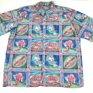 Reyn Spooner Pasadena Rose Bowl Hawaiian Button Up Shirt Mens XL Palm Tree
